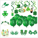 St Patricks Day Decorations Glasses Headwear Lucky Green Clover Swirl Phopo Balloons Cake Toppers for Irish Party Celebration | Plurfection.